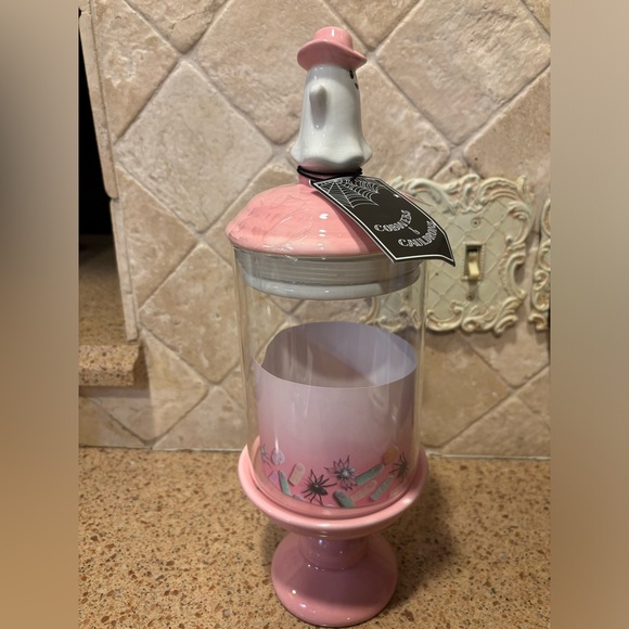 Cobwebs & Cauldrons Ghost with Cowboy Hat Glass Candy Jar - Picture 5 of 8